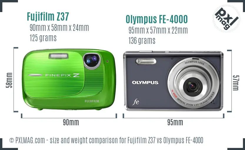Fujifilm Z37 vs Olympus FE-4000 size comparison
