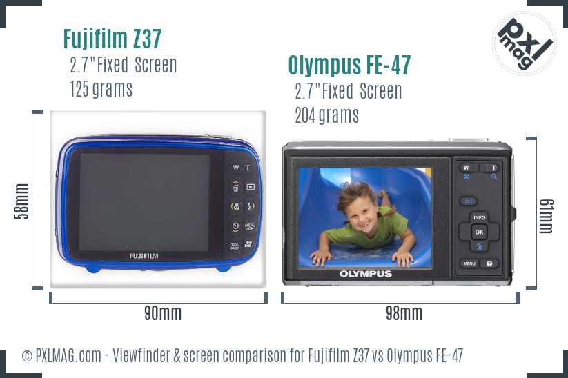 Fujifilm Z37 vs Olympus FE-47 Screen and Viewfinder comparison
