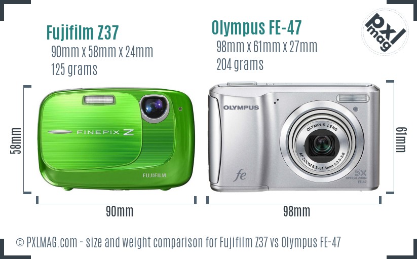 Fujifilm Z37 vs Olympus FE-47 size comparison