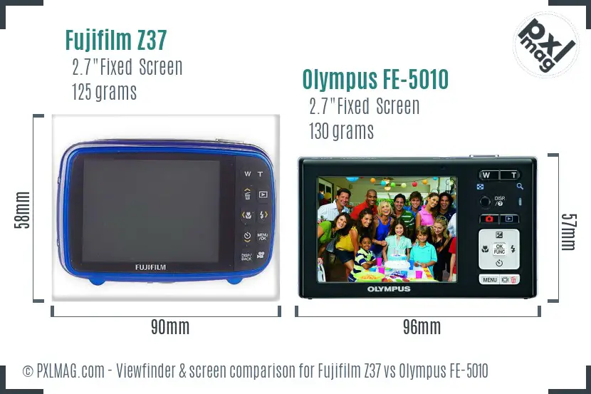 Fujifilm Z37 vs Olympus FE-5010 Screen and Viewfinder comparison