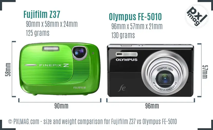 Fujifilm Z37 vs Olympus FE-5010 size comparison