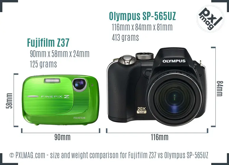 Fujifilm Z37 vs Olympus SP-565UZ size comparison