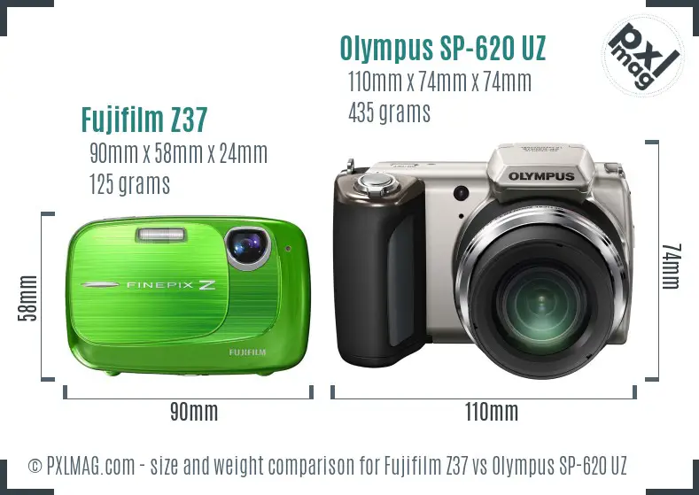 Fujifilm Z37 vs Olympus SP-620 UZ size comparison