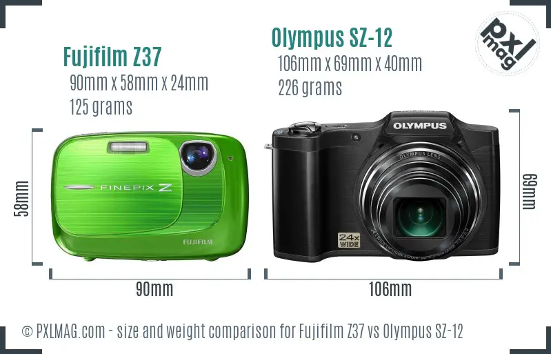 Fujifilm Z37 vs Olympus SZ-12 size comparison