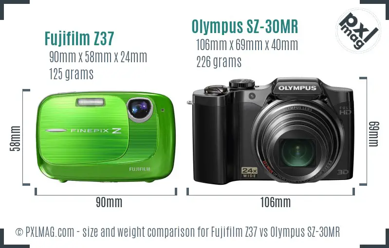 Fujifilm Z37 vs Olympus SZ-30MR size comparison