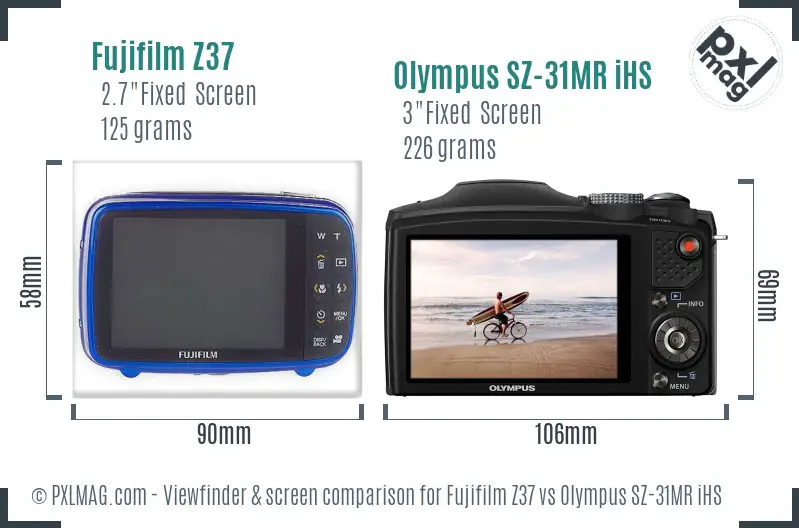 Fujifilm Z37 vs Olympus SZ-31MR iHS Screen and Viewfinder comparison