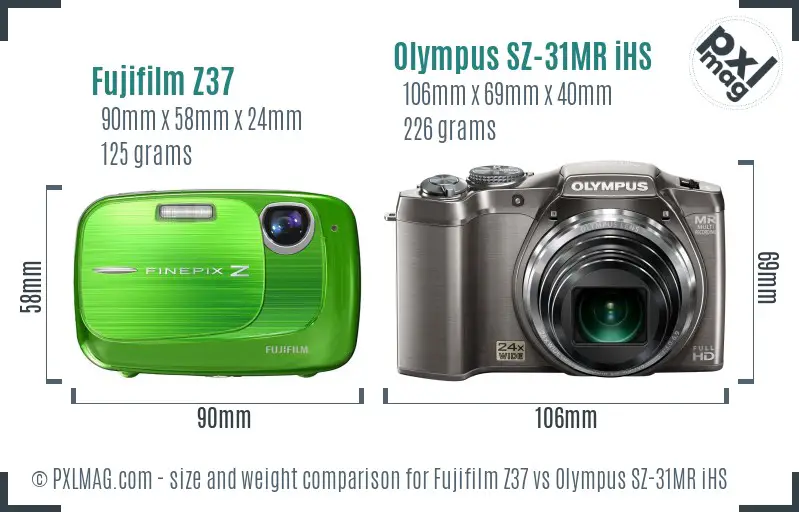 Fujifilm Z37 vs Olympus SZ-31MR iHS size comparison