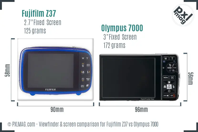 Fujifilm Z37 vs Olympus 7000 Screen and Viewfinder comparison