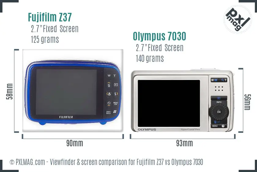 Fujifilm Z37 vs Olympus 7030 Screen and Viewfinder comparison