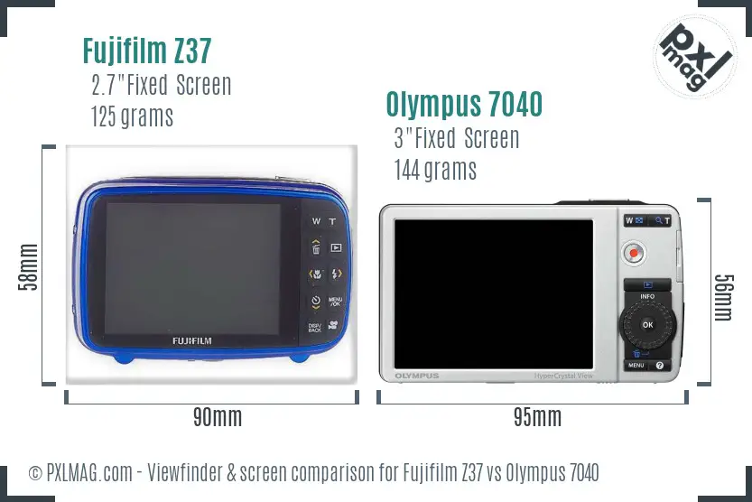 Fujifilm Z37 vs Olympus 7040 Screen and Viewfinder comparison