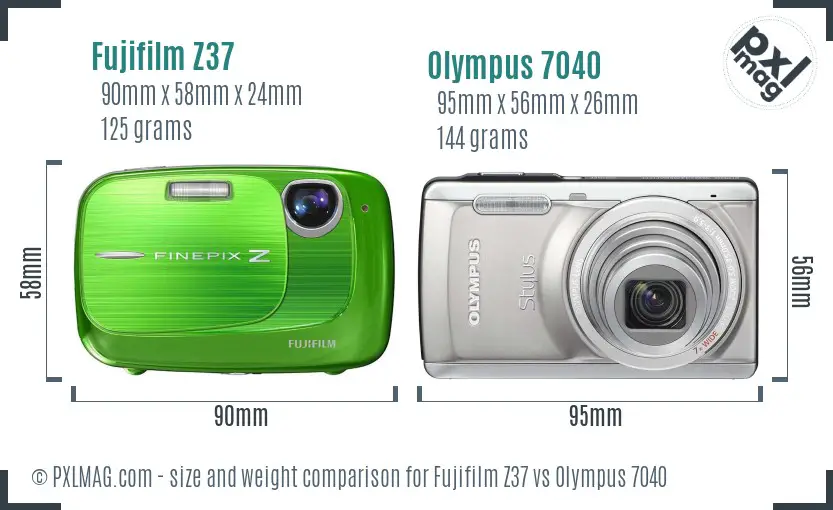Fujifilm Z37 vs Olympus 7040 size comparison