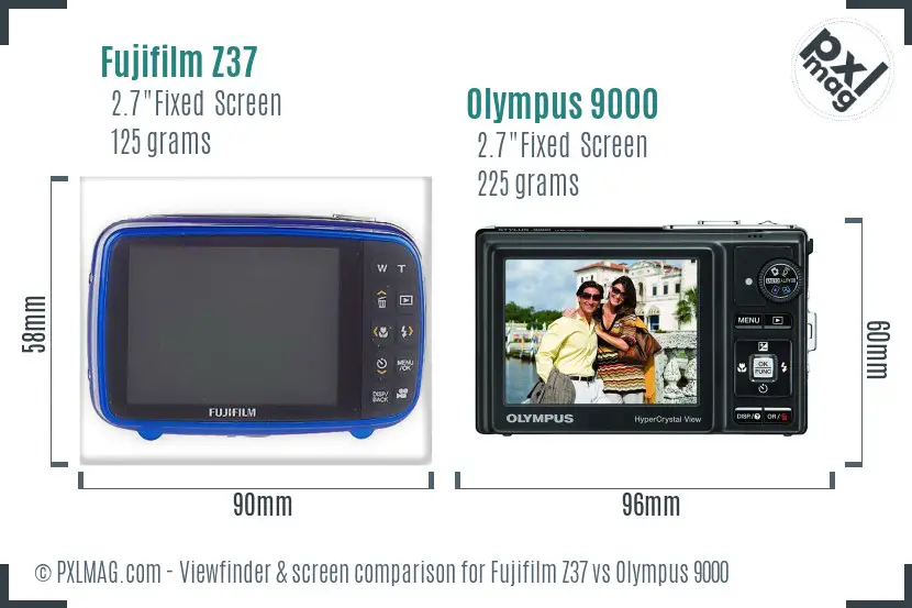 Fujifilm Z37 vs Olympus 9000 Screen and Viewfinder comparison