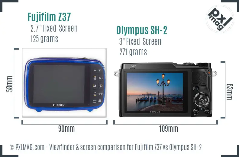 Fujifilm Z37 vs Olympus SH-2 Screen and Viewfinder comparison