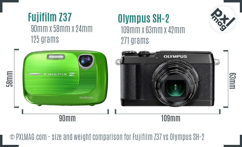 Fujifilm Z37 vs Olympus SH-2 size comparison