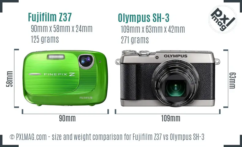 Fujifilm Z37 vs Olympus SH-3 size comparison Fujifilm Z37 vs Olympus SH-3 size comparison