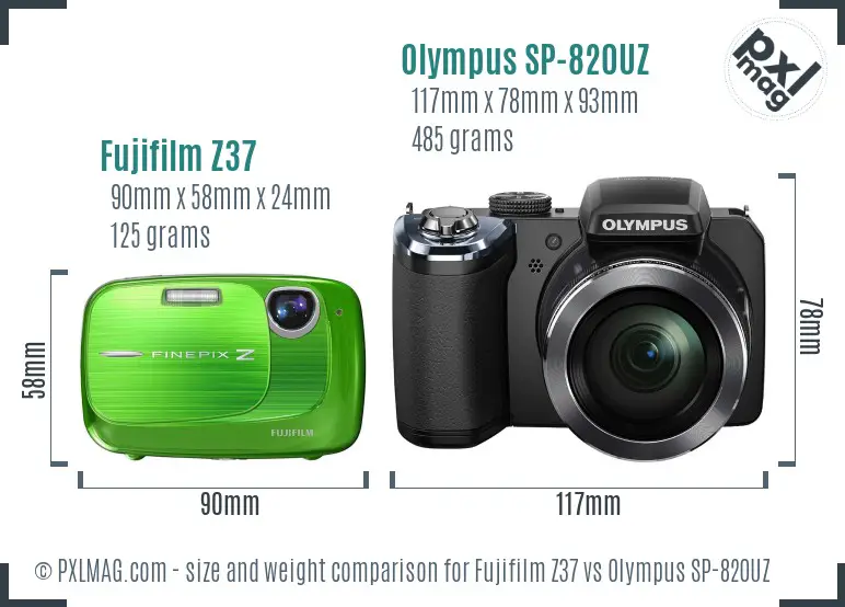Fujifilm Z37 vs Olympus SP-820UZ size comparison