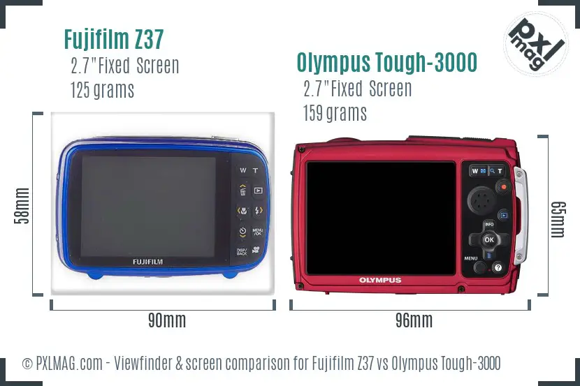 Fujifilm Z37 vs Olympus Tough-3000 Screen and Viewfinder comparison