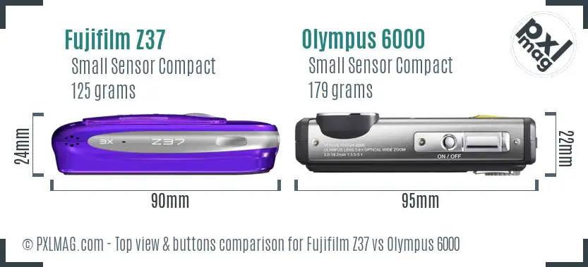 Fujifilm Z37 vs Olympus 6000 top view buttons comparison Fujifilm Z37 vs Olympus 6000 top view buttons comparison