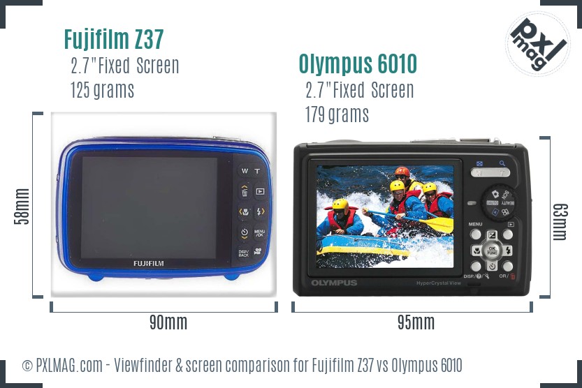 Fujifilm Z37 vs Olympus 6010 Screen and Viewfinder comparison