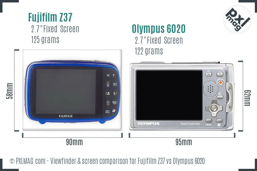 Fujifilm Z37 vs Olympus 6020 Screen and Viewfinder comparison
