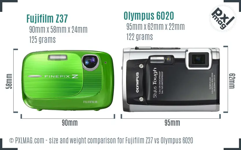 Fujifilm Z37 vs Olympus 6020 size comparison