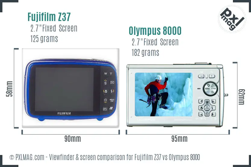 Fujifilm Z37 vs Olympus 8000 Screen and Viewfinder comparison