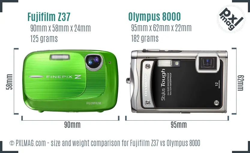 Fujifilm Z37 vs Olympus 8000 size comparison