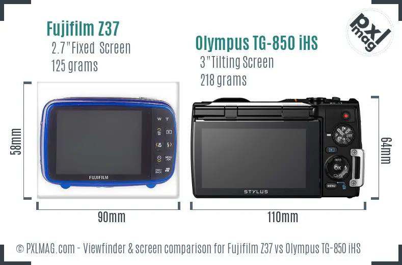 Fujifilm Z37 vs Olympus TG-850 iHS Screen and Viewfinder comparison