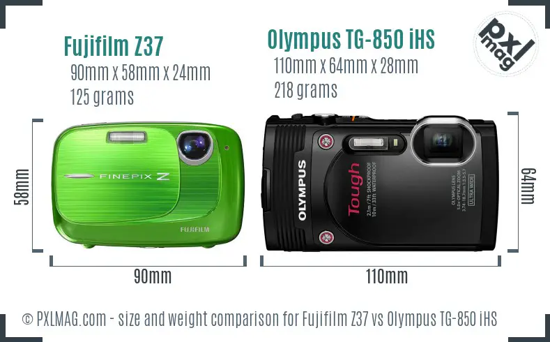 Fujifilm Z37 vs Olympus TG-850 iHS size comparison