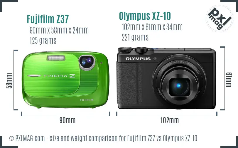 Fujifilm Z37 vs Olympus XZ-10 size comparison Fujifilm Z37 vs Olympus XZ-10 size comparison