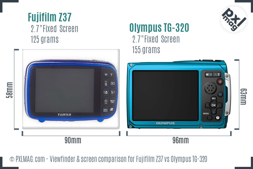 Fujifilm Z37 vs Olympus TG-320 Screen and Viewfinder comparison
