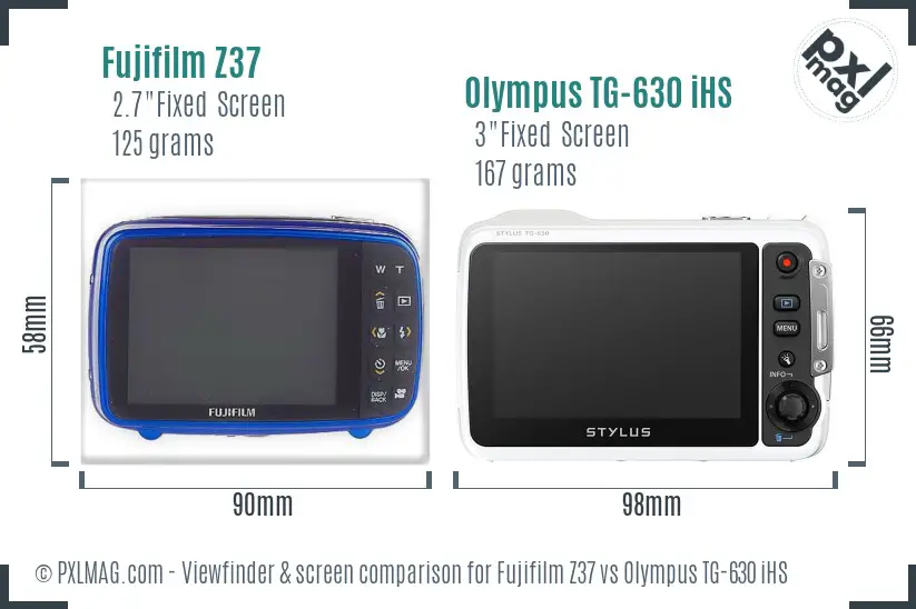 Fujifilm Z37 vs Olympus TG-630 iHS Screen and Viewfinder comparison