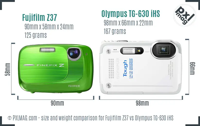 Fujifilm Z37 vs Olympus TG-630 iHS size comparison