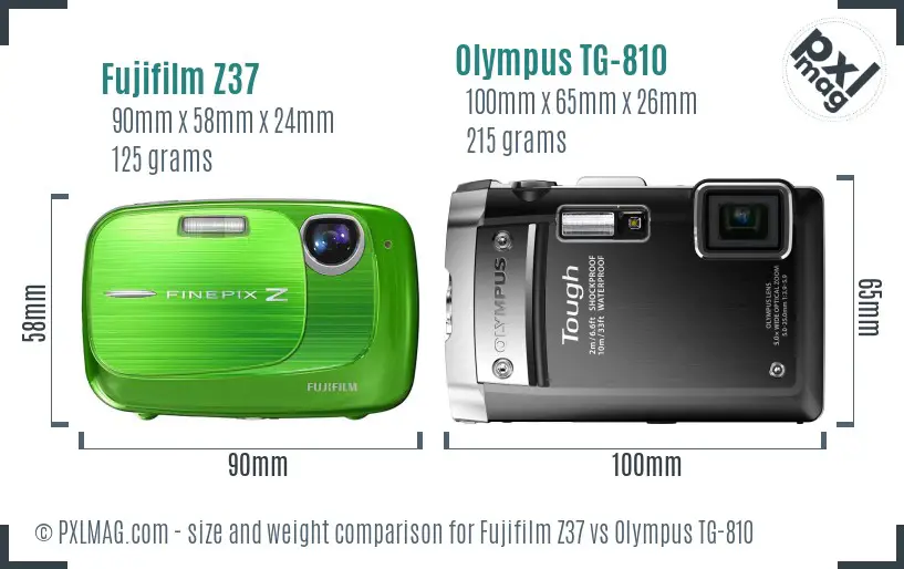 Fujifilm Z37 vs Olympus TG-810 size comparison Fujifilm Z37 vs Olympus TG-810 size comparison