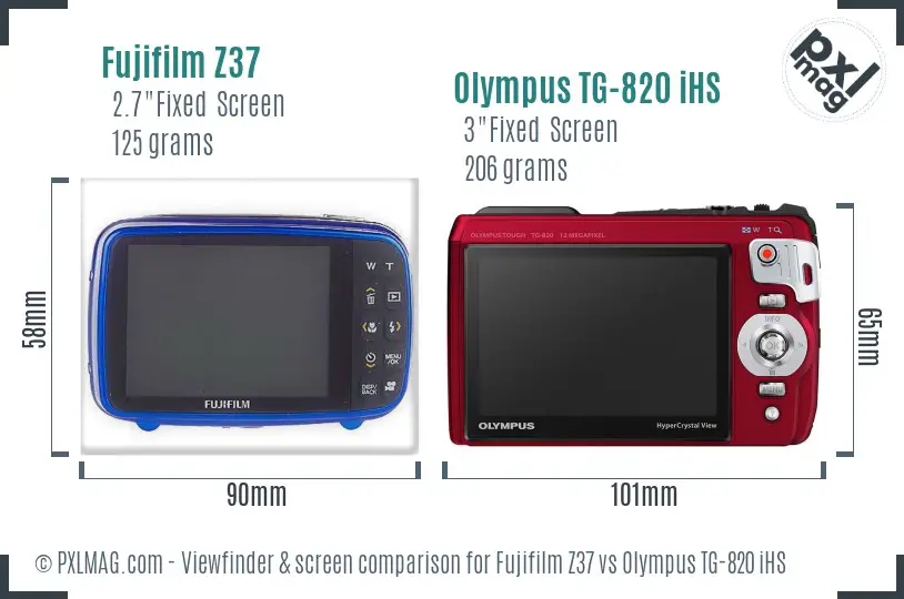 Fujifilm Z37 vs Olympus TG-820 iHS Screen and Viewfinder comparison Fujifilm Z37 vs Olympus TG-820 iHS Screen and Viewfinder comparison