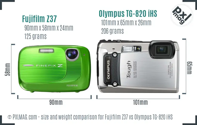 Fujifilm Z37 vs Olympus TG-820 iHS size comparison Fujifilm Z37 vs Olympus TG-820 iHS size comparison