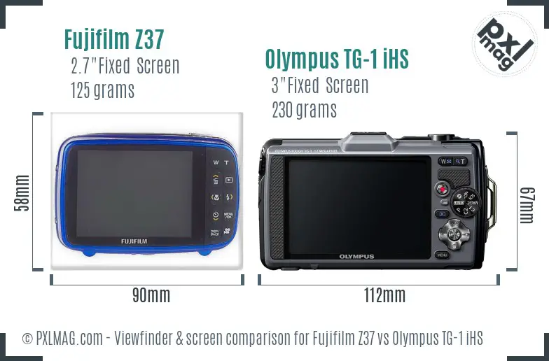 Fujifilm Z37 vs Olympus TG-1 iHS Screen and Viewfinder comparison