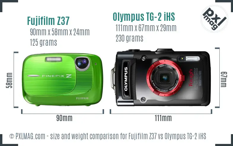 Fujifilm Z37 vs Olympus TG-2 iHS size comparison Fujifilm Z37 vs Olympus TG-2 iHS size comparison