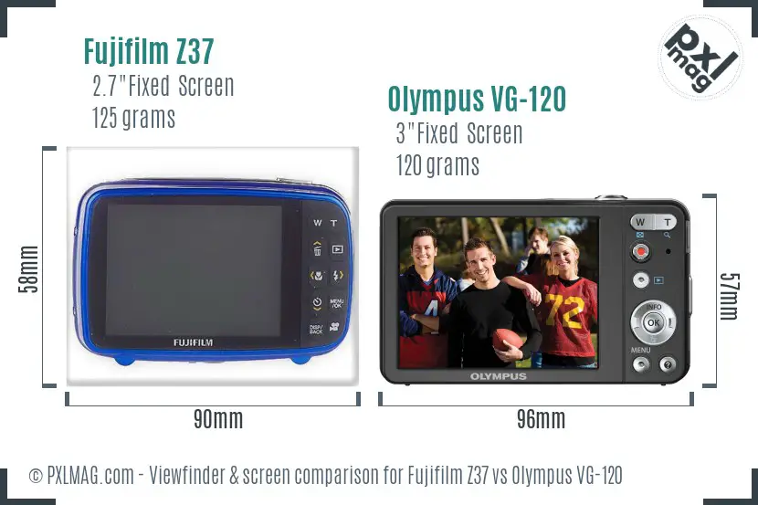 Fujifilm Z37 vs Olympus VG-120 Screen and Viewfinder comparison