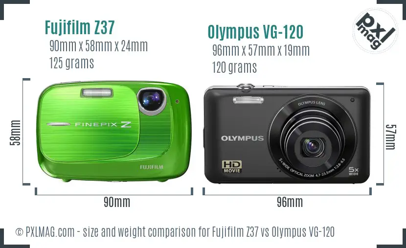 Fujifilm Z37 vs Olympus VG-120 size comparison