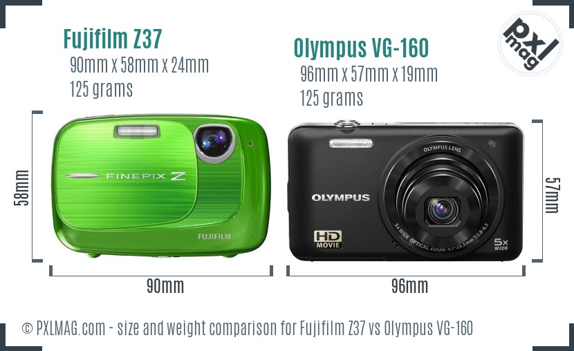 Fujifilm Z37 vs Olympus VG-160 size comparison