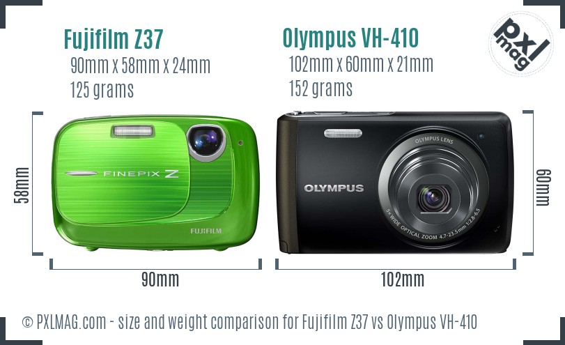 Fujifilm Z37 vs Olympus VH-410 size comparison