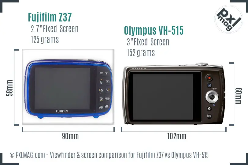 Fujifilm Z37 vs Olympus VH-515 Screen and Viewfinder comparison