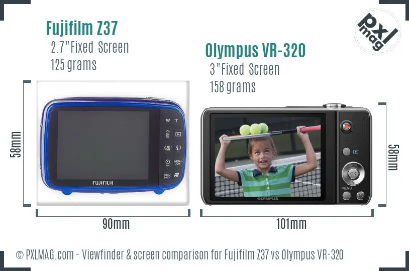 Fujifilm Z37 vs Olympus VR-320 Screen and Viewfinder comparison