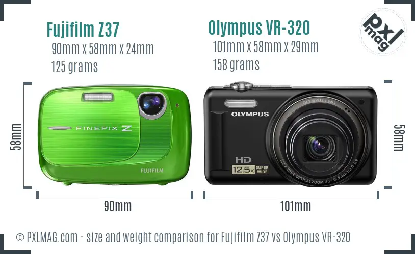 Fujifilm Z37 vs Olympus VR-320 size comparison