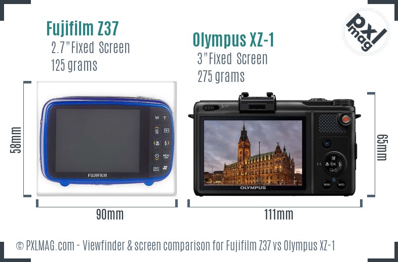 Fujifilm Z37 vs Olympus XZ-1 Screen and Viewfinder comparison