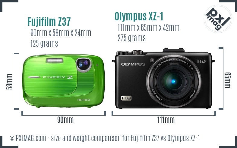 Fujifilm Z37 vs Olympus XZ-1 size comparison