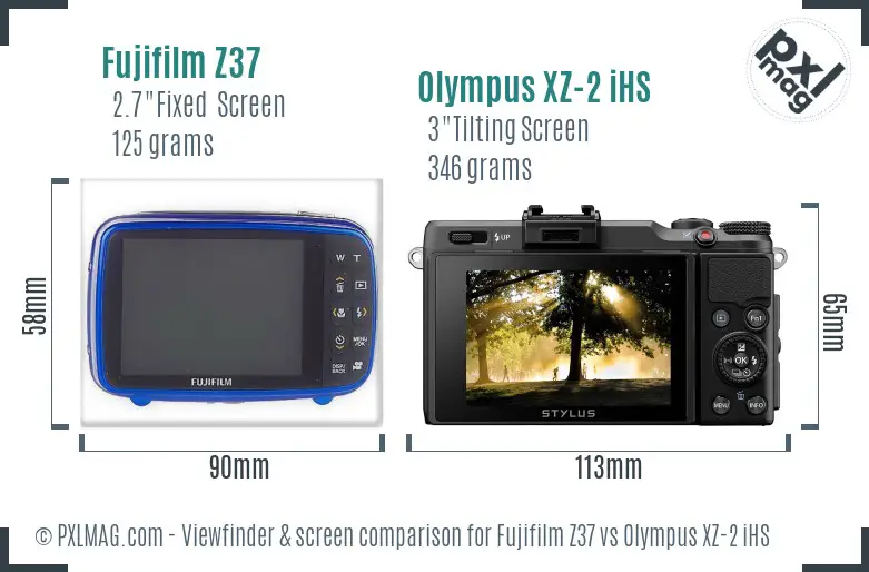 Fujifilm Z37 vs Olympus XZ-2 iHS Screen and Viewfinder comparison