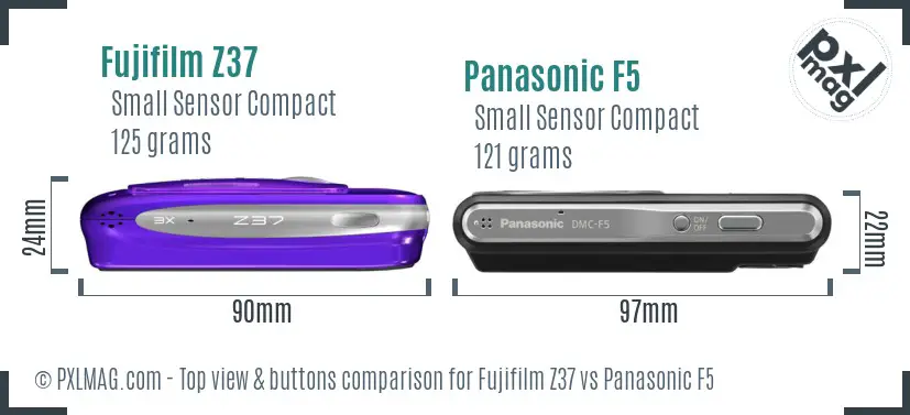 Fujifilm Z37 vs Panasonic F5 top view buttons comparison