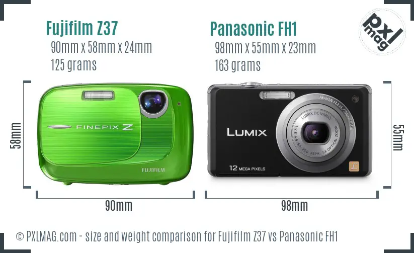 Fujifilm Z37 vs Panasonic FH1 size comparison
